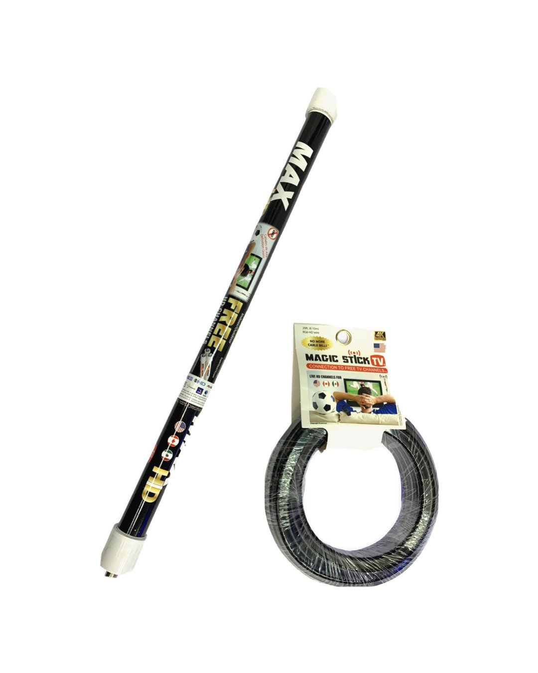 Super Hd Tv Maxhd Antenna Hdtv Digital Channels Magic Stick 20Ft Cable - Black