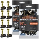 200 Pcs Single Black Mounting Flex Clips W/ Strain Relief Screw Rg6 Rg59