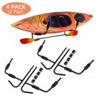 4X Black Kayak Storage Wall Mount Hanger Rack Canoe Paddle Kayak Hanging Rack