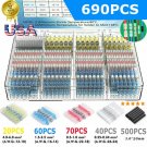 690 Heat Shrink Wire Connectors Kit Solder Seal Sleeve Butt Terminals Waterproof