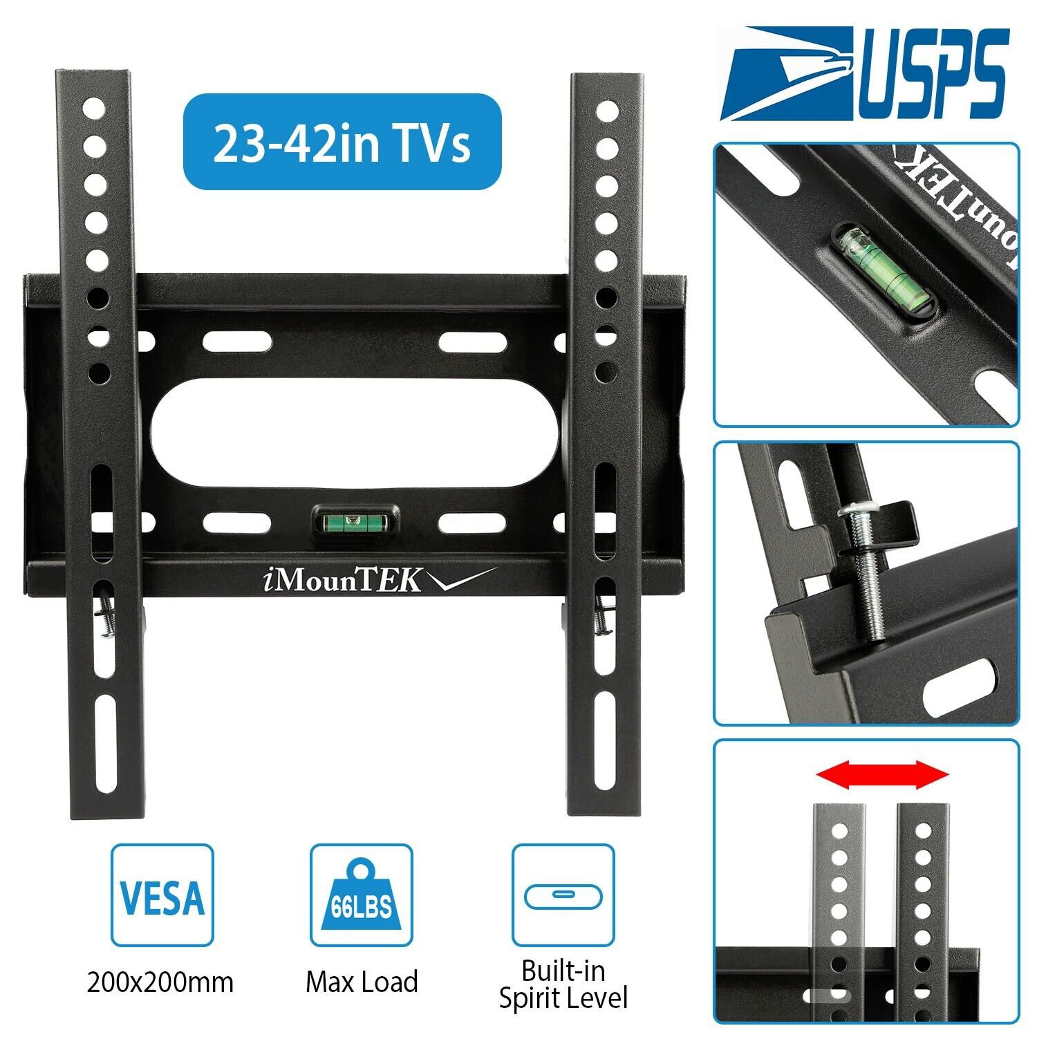 Fixed Slim Tv Wall Mount Bracket For 23"26"27"32"37"40"42" Inch Led Lcd Plasma