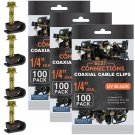 300 Pcs Single Black Mounting Flex Clips W/ Strain Relief Screw Rg6 Rg59