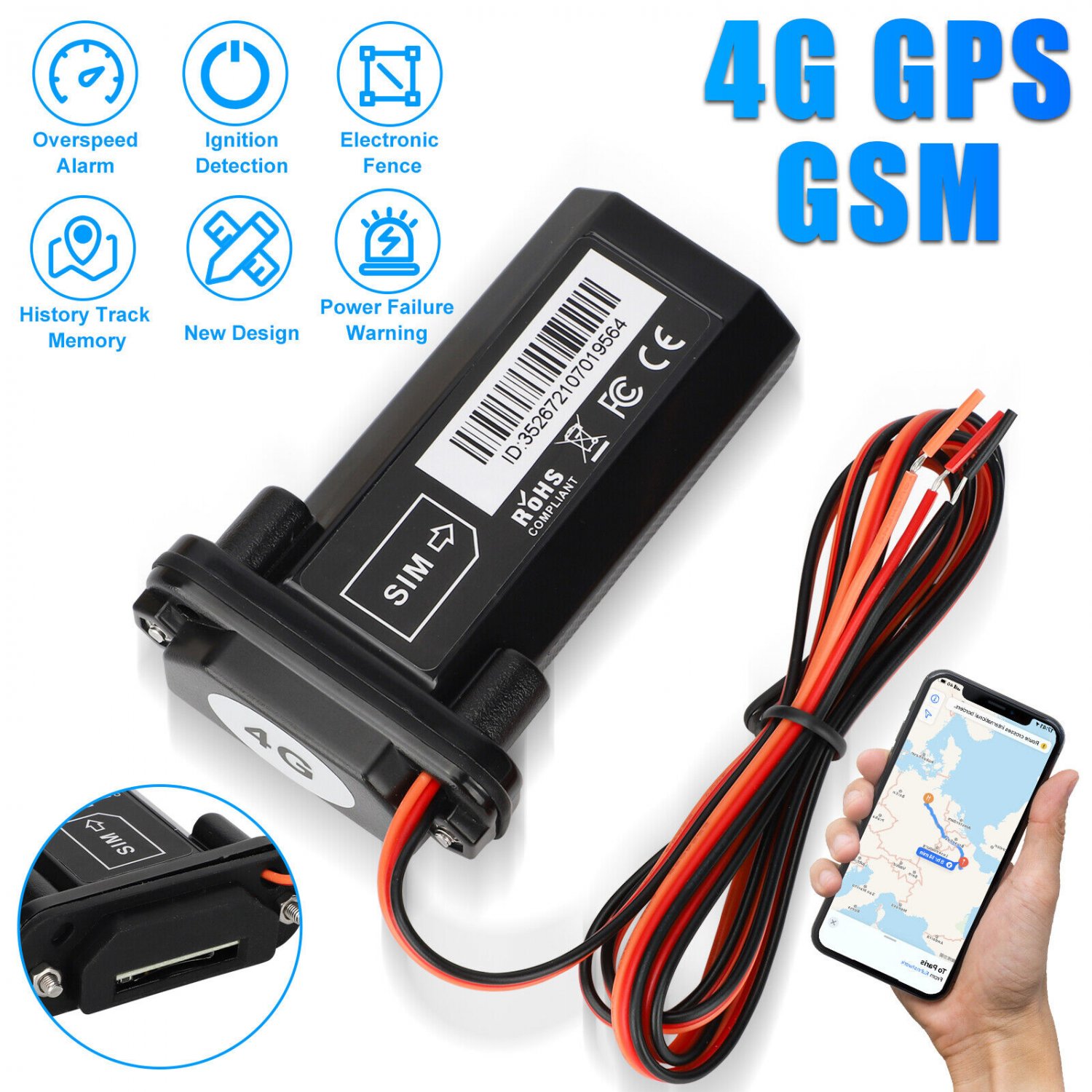 Real Time 4G Gps Tracker Tracking Locator Device Gsm Car Motorcycle Anti Theft
