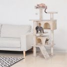 55" Cat Tree Furniture Kitten House Play Tower Scratcher Beige Condo Post Bed