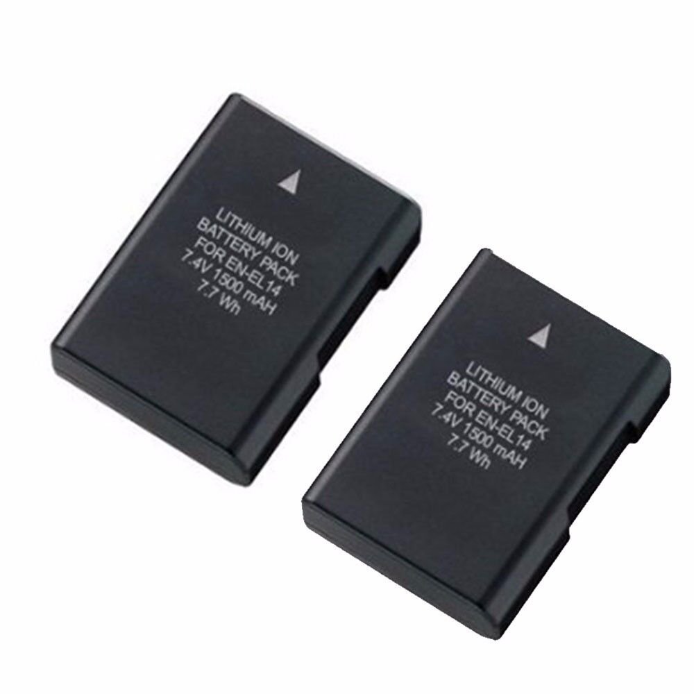 Two EN-EL14 Replacement Rechargeable Li-ion Battery f/ Nikon D3200 D5100 D5300