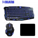 Wired Gaming Keyboard Mouse Pad Set 3 Colors Led Backlit For Computer Desktop Us