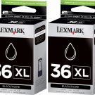 Black Genuine Lexmark 36XL 2PK Ink Cartridges X Series X3650 Z Series Z2420
