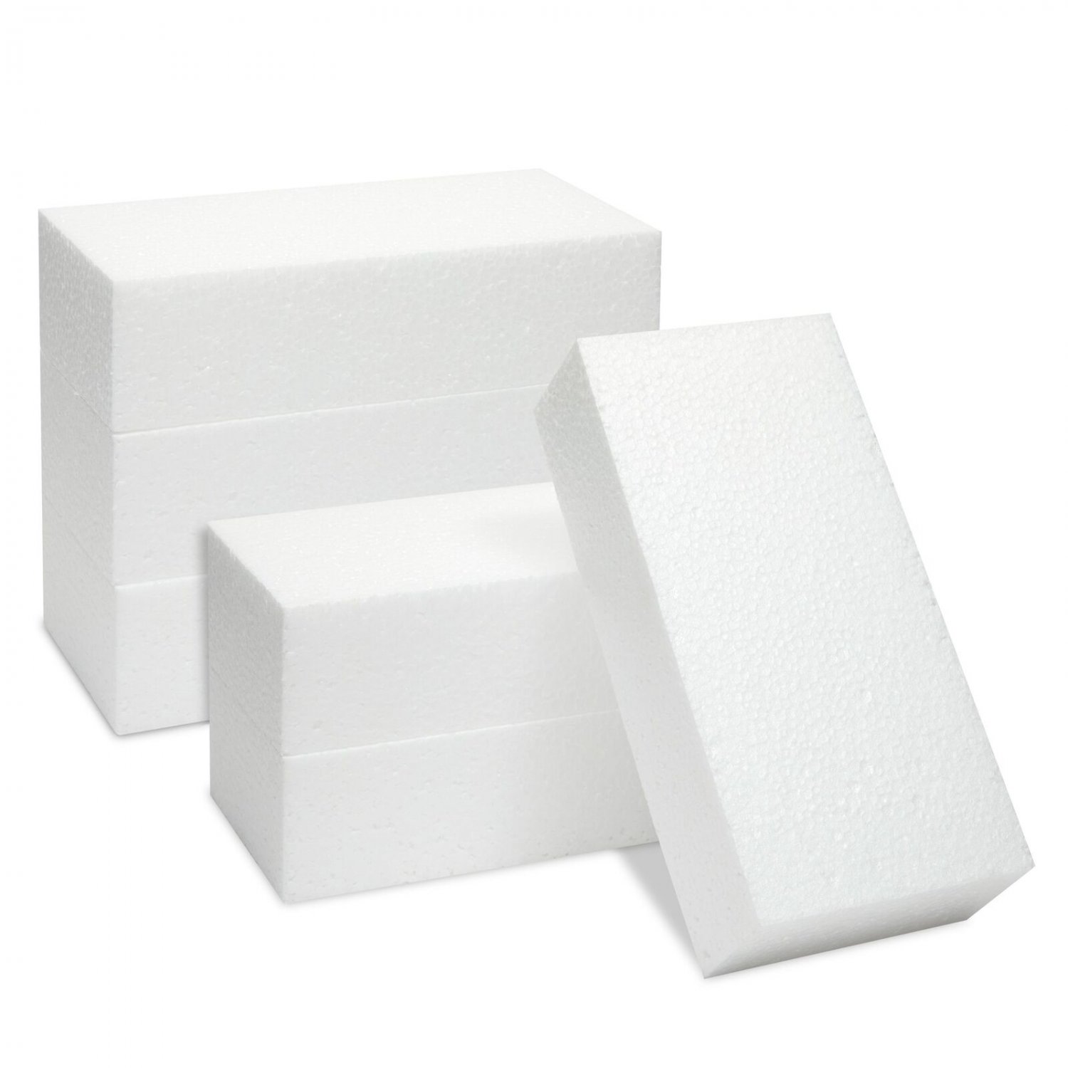 6 Pack Polystyrene Foam Blocks For Crafts Supplies Diy Projects (8 X 4 X 2 In)