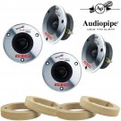 (2 Pair) 350W Titanium Super Bullet Tweeters 4ohm w/ Custom MDF Tweeter Adapters