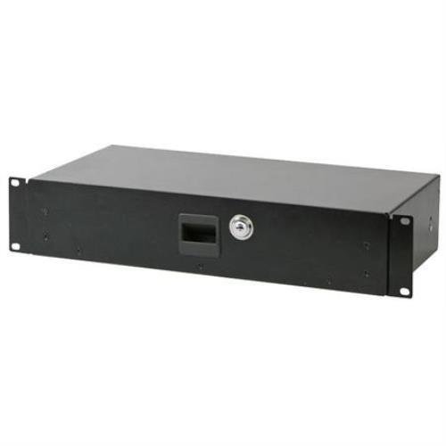2U Black Rack Drawer With Lock - Shallow