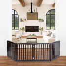 4 Panels Dog Gate Pet Fence Safety Barrier Freestanding Doorway Coffee Colour
