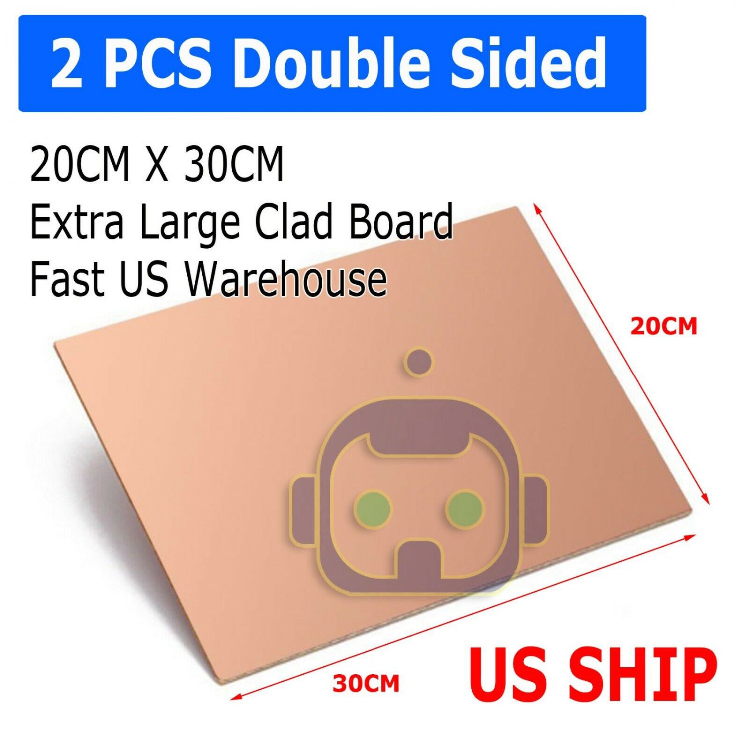 2Pcs 30Cm X 20Cm Double Sided Diy Copper Clad Plate Laminate Pcb Circuit Board