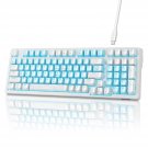 Mechanical Gaming Keyboard, Full Size 98 Anti-Ghosting Keys Red Switch Keyboards with Blue Backlight