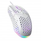 White Wired Gaming Mouse with Honeycomb Shell,12800 DPI,7 Programmable Buttons
