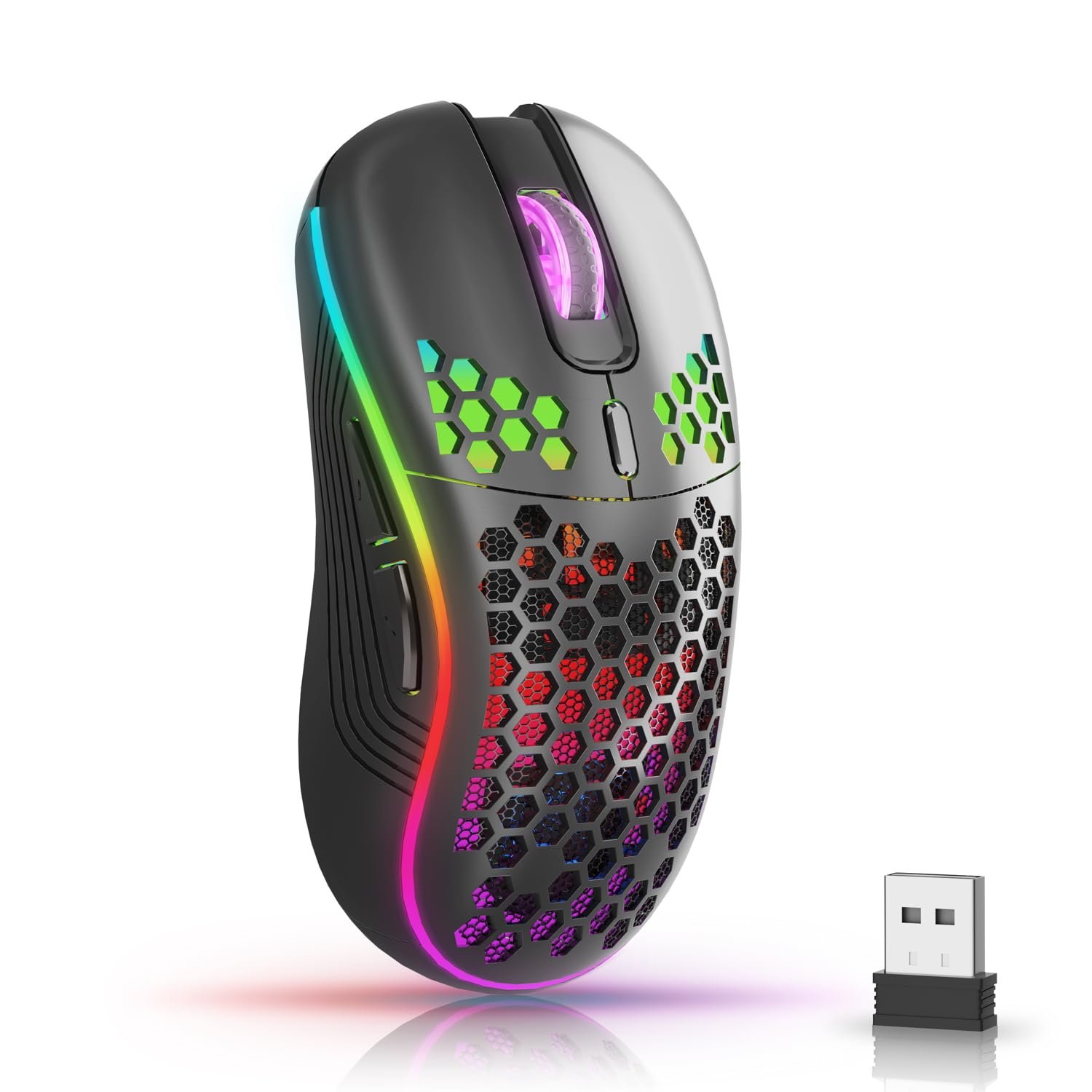 Wireless Gaming Mouse with Honeycomb Shell,USB Cordless 2.4GHz Ergonomic Wireless Mouse