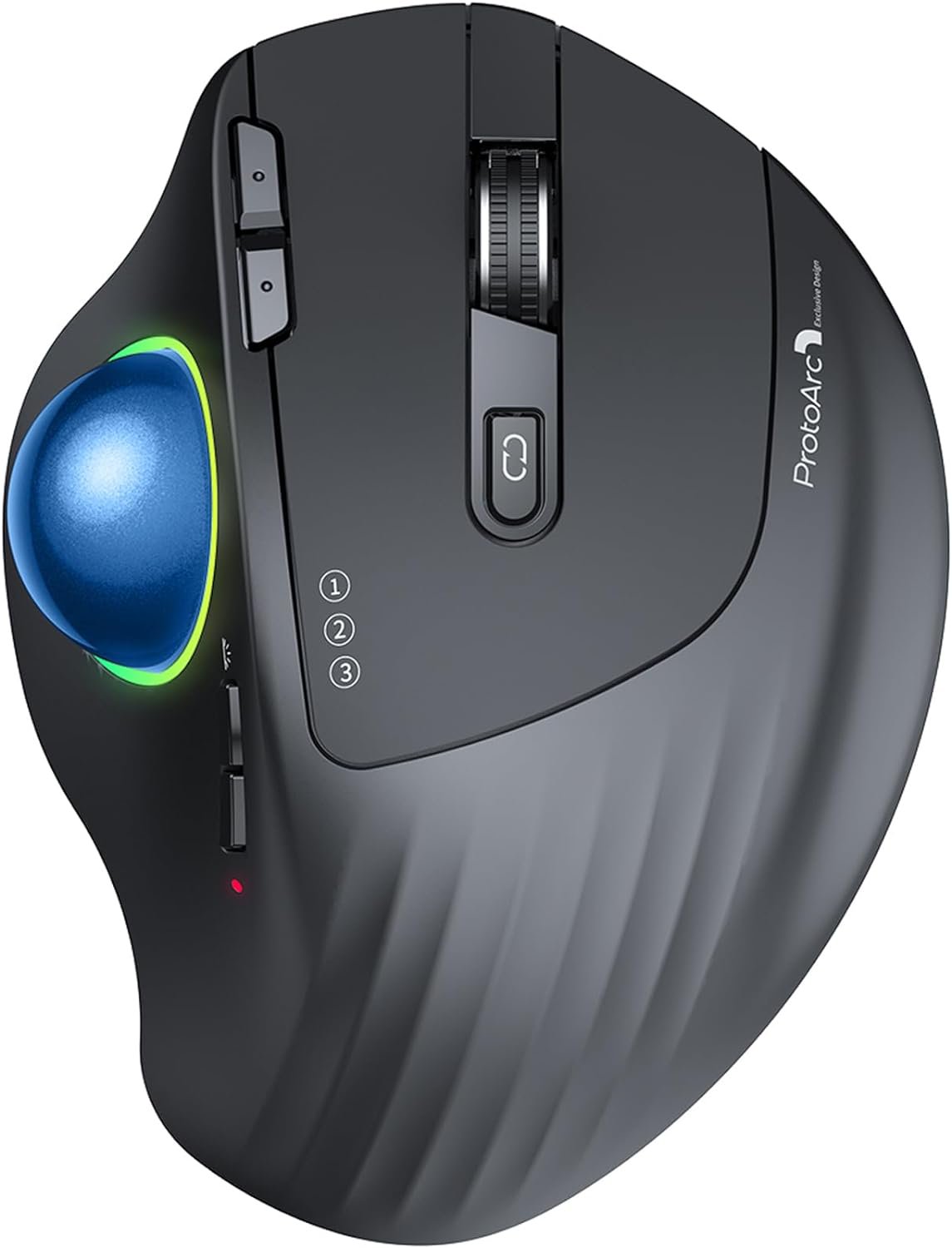 Wireless Bluetooth Trackball Mouse, EM01 2.4G RGB Ergonomic Rechargeable Rollerball Mouse