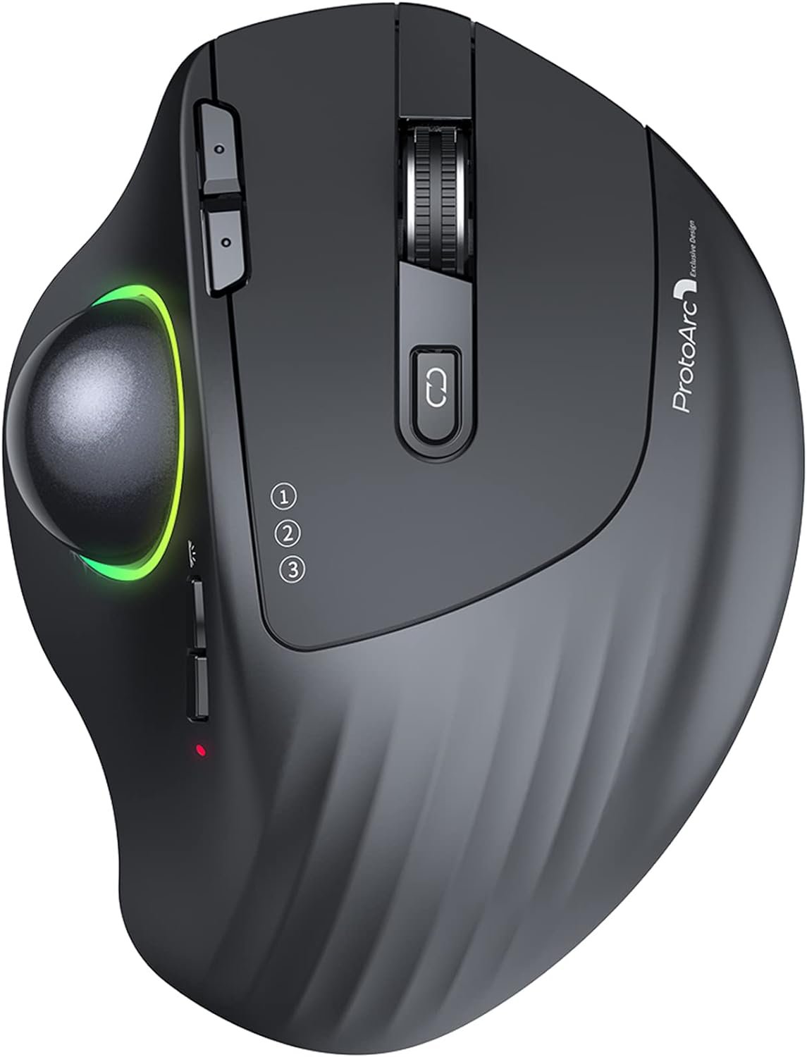 Wireless Bluetooth Trackball Mouse, EM01 2.4G RGB Ergonomic Rechargeable Rollerball Mice