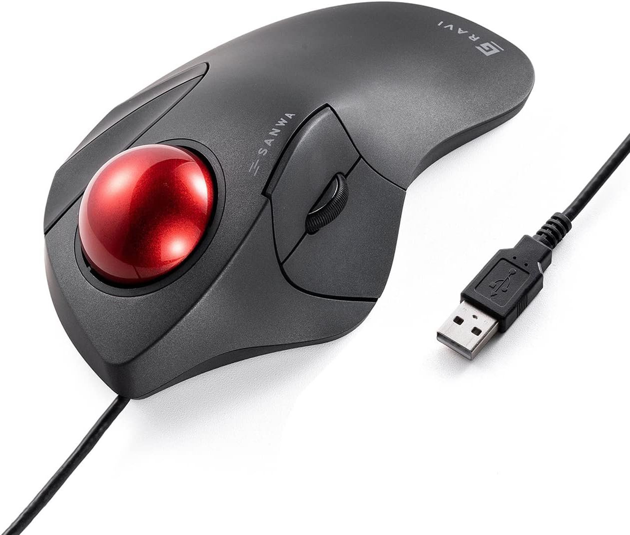 Wired Ergonomic Trackball Mouse, Optical Rollerball Mice, Programmable Silent Buttons