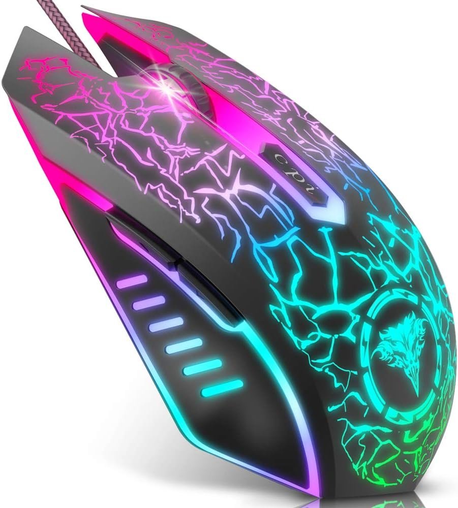 BENGOO Gaming Mouse Wired, Ergonomic Gamer Laptop PC USB Optical Computer Mice with RGB Backlit
