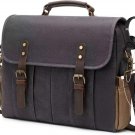 Vintage Mens Messenger Bag 15.6 inches Waterproof Genuine Leather Waxed Canvas Satchel Shoulder Bag