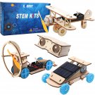 Diy Wooden Science Experiment Model Kit Solar Power Car,Electric Motor Biplane Glider,Toy Binocula
