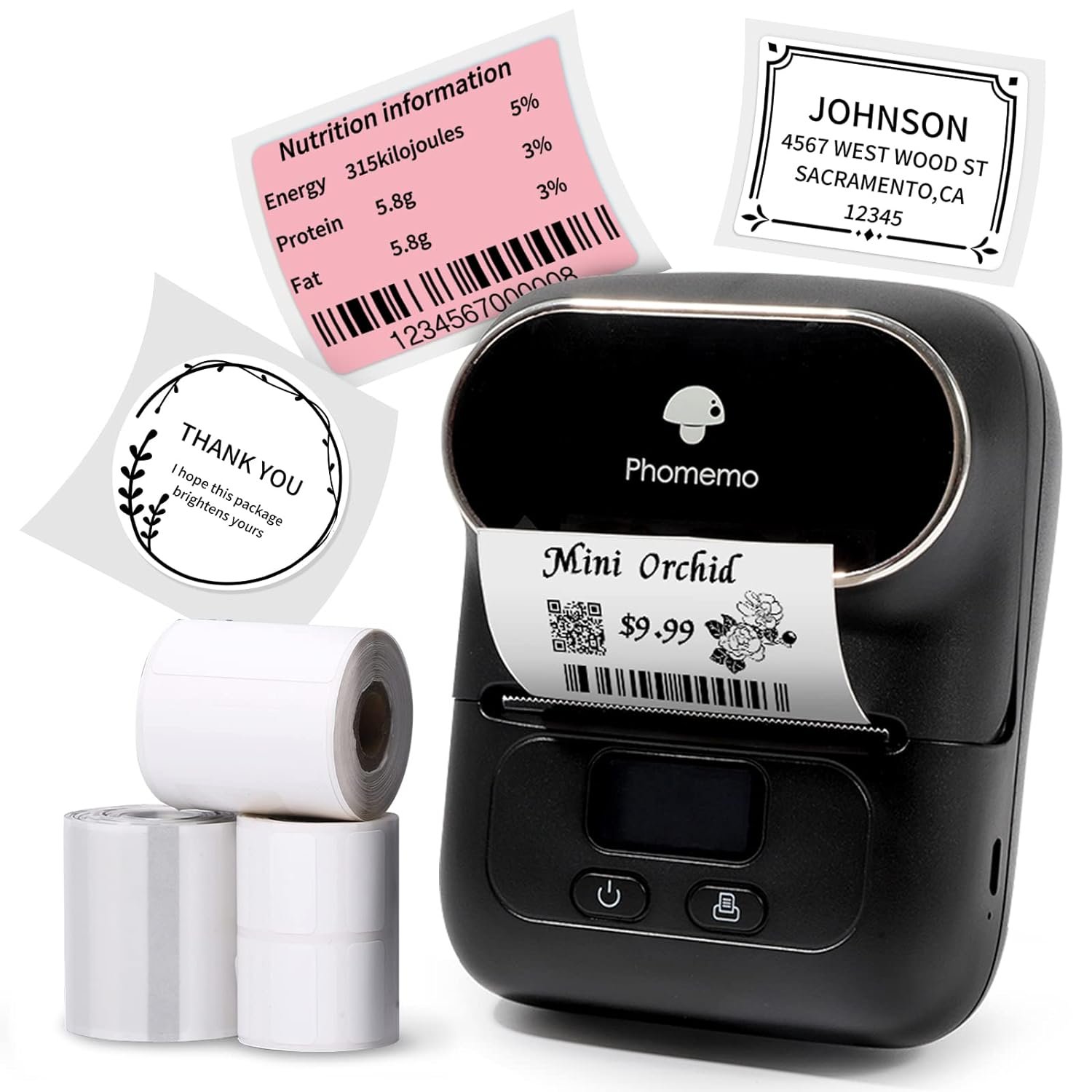Label Maker- M110 Bluetooth Thermal Printer For Business, Office, School, Home-Use, Clothing Label