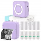 Mini Sticker Printer - Mini Pocket Printer For Iphone Thermal Printer With 10 Rolls Thermal Paper