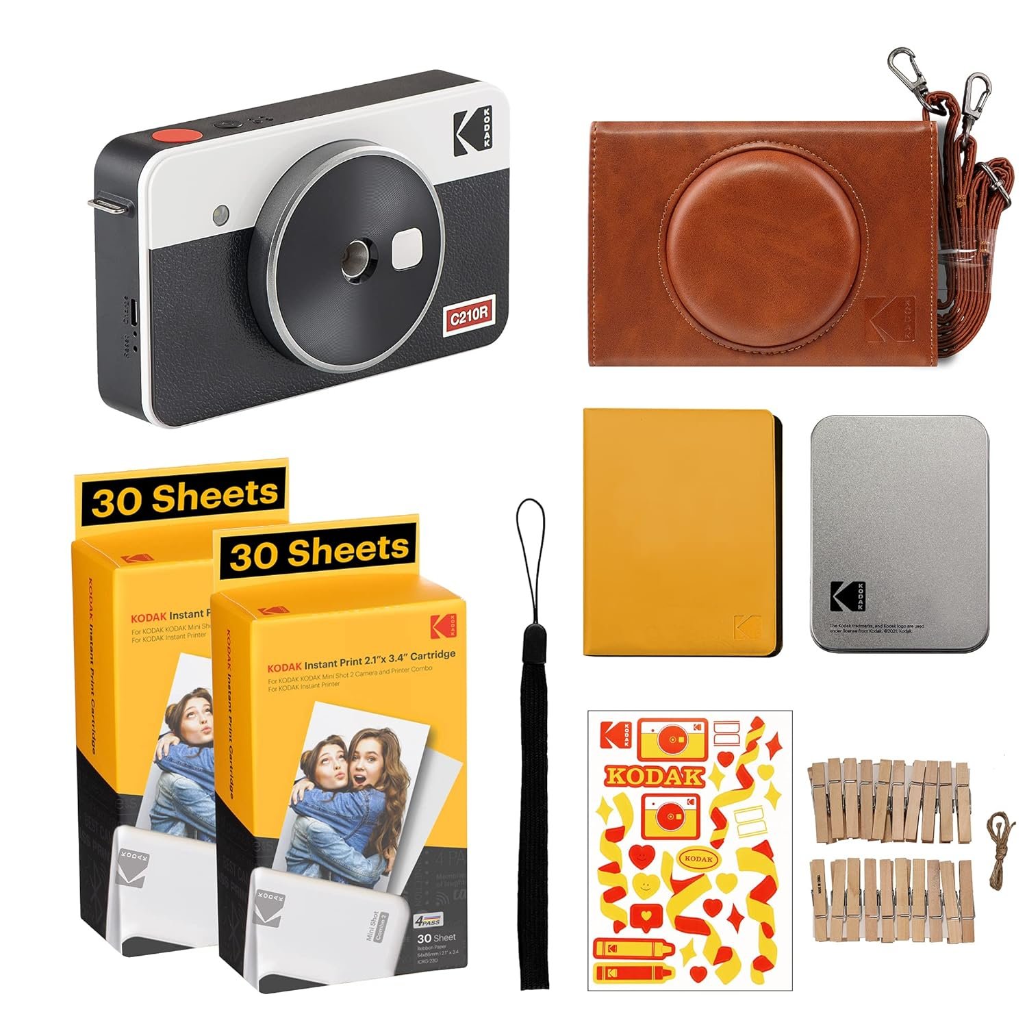 Kodak Mini Shot 2 Retro | Accessory Gift Bundle | Portable Wireless Instant Camera & Photo Printer