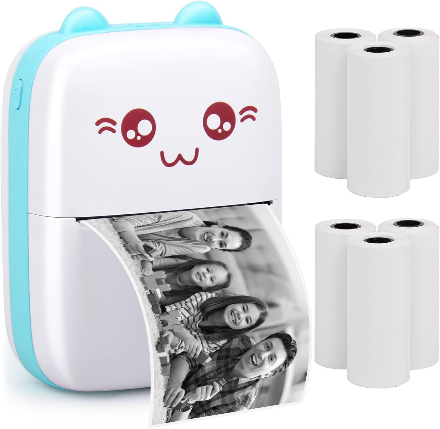 Portable Printer, Mini Pocket Wireless Bluetooth Thermal Printers With 6 Rolls Printing Paper For
