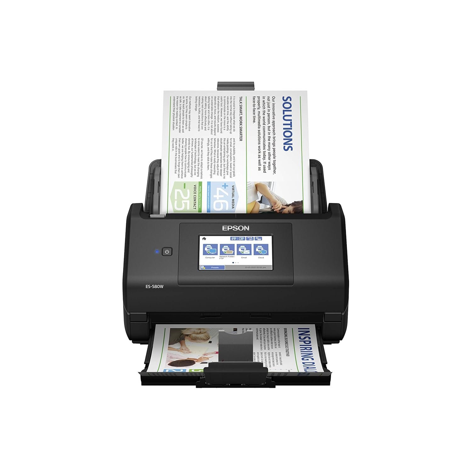 Workforce Es-580W Wireless Color Duplex Desktop Document Scanner For Pc And Mac With 100-Sheet Aut