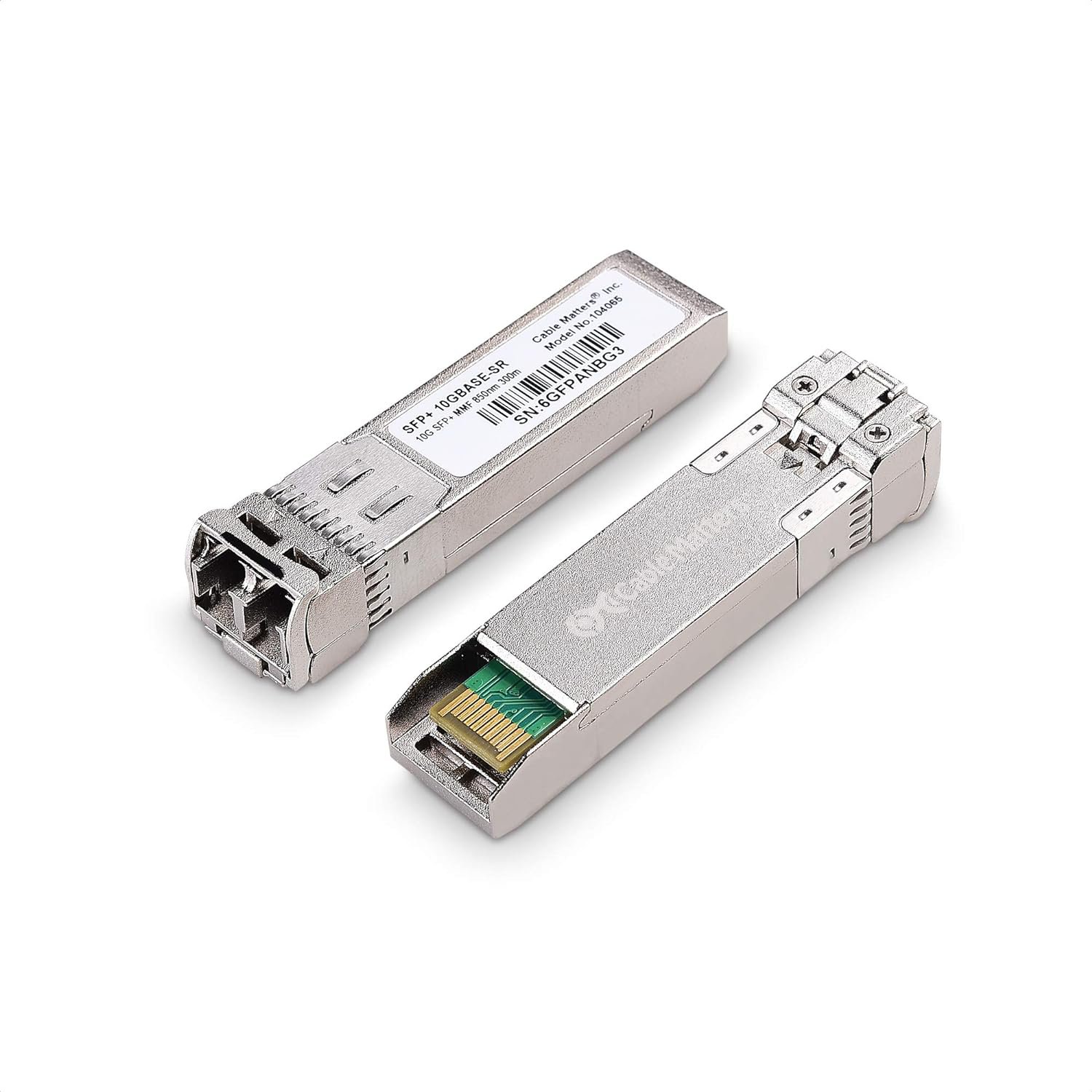 Cable Matters 2-Pack 10GBASE-SR SFP+ to LC Multi Mode 10G Fiber Transceiver Modular for Cisco, Ubi