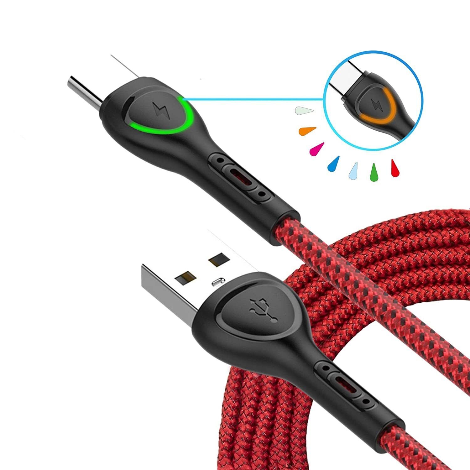 USB-C 2.4A Fast Charging Cable, 3.3FT Nylon Braided for Samsung Galaxy A10e A20