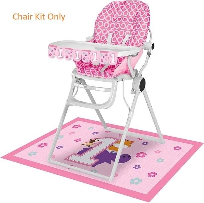 Creative Converting One is Fun High Chair Kit, Multisizes, Pink and White