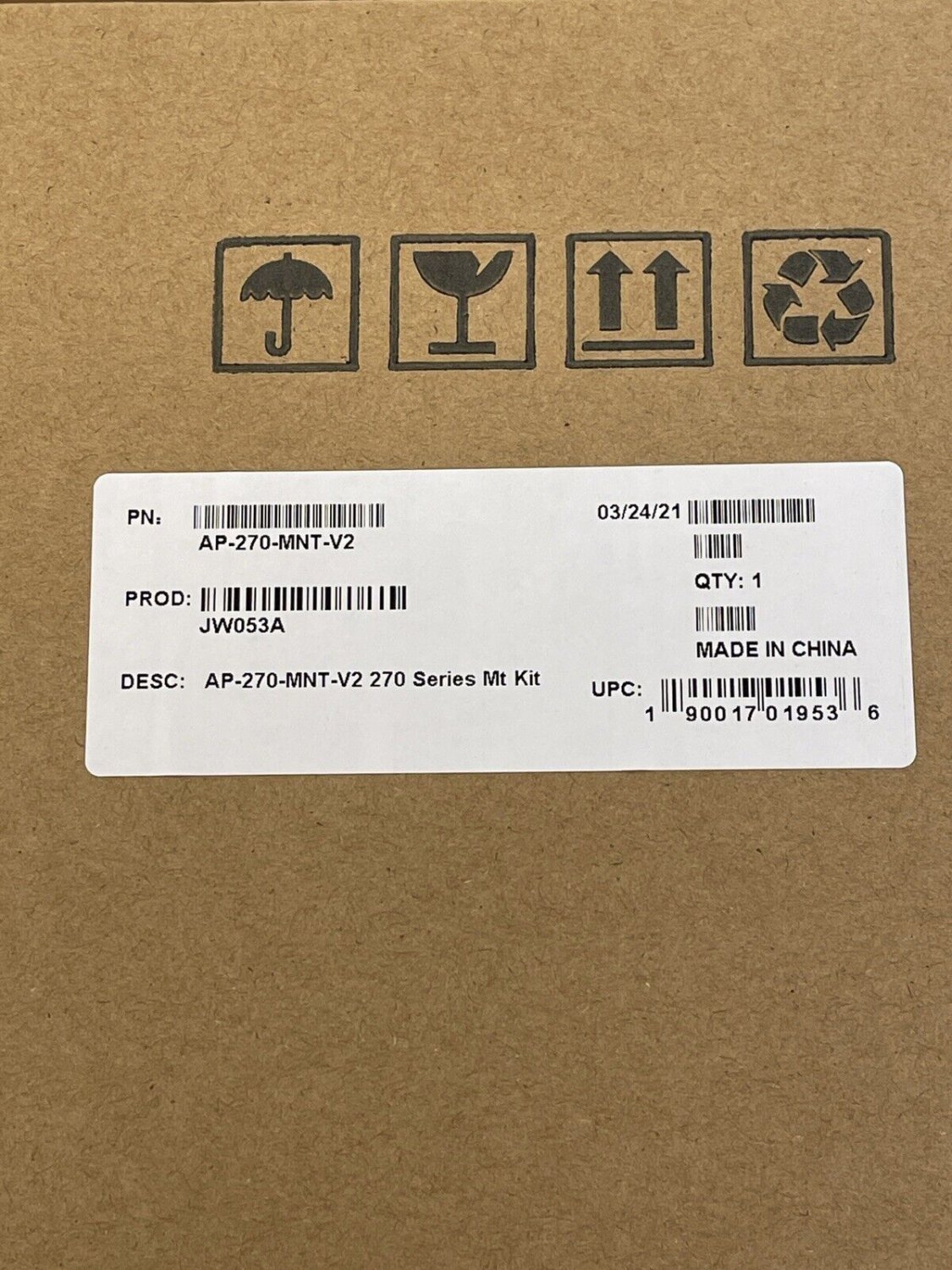 HPE Aruba AP270MNTV2 Mounting Kit JW053A Outdoor Pole/Wall Long Mount