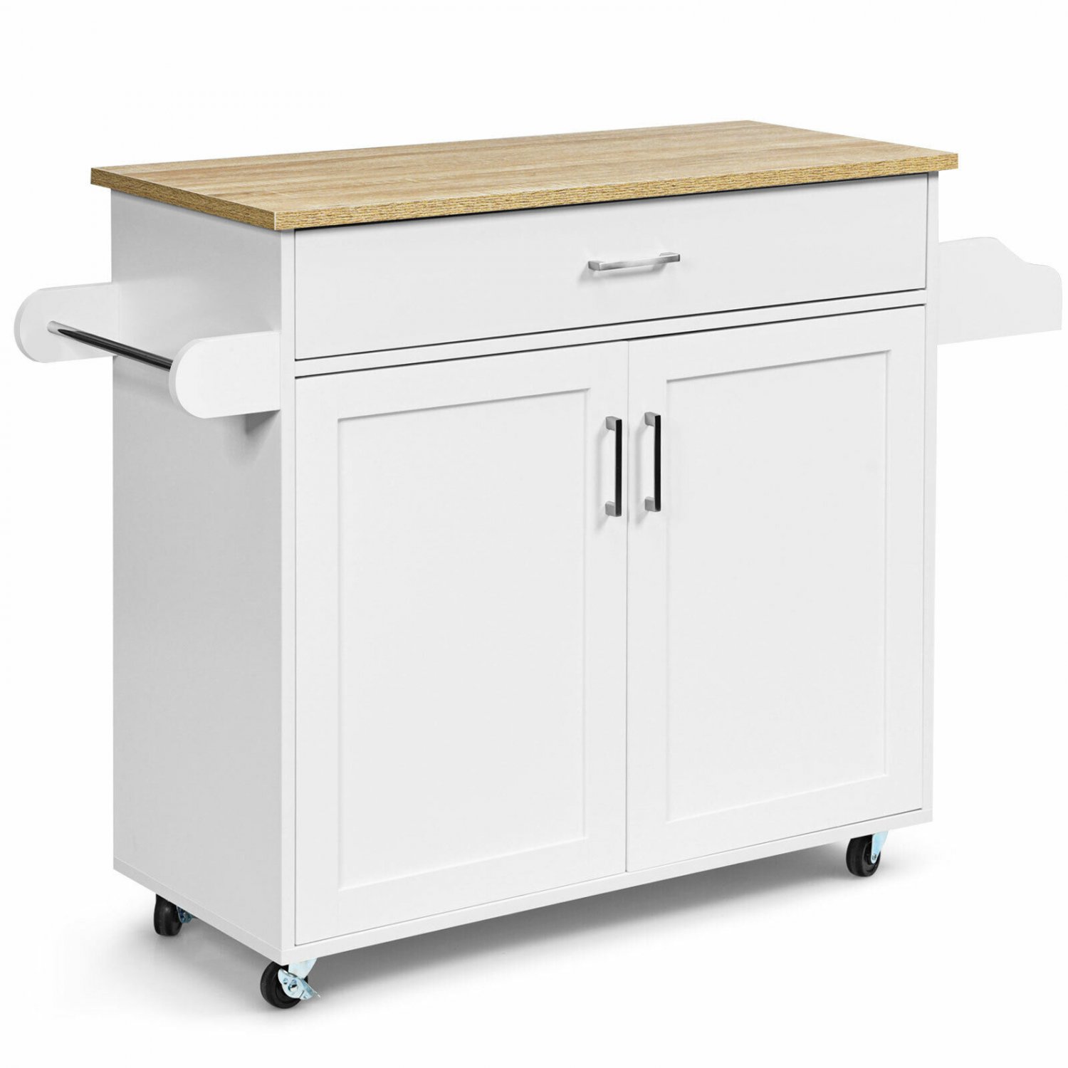 Costway Rolling Kitchen Island Cart Storage Cabinet w/ Towel & Spice ...