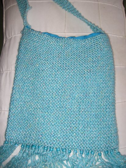 Hippie Hand made electric blue fringe purse