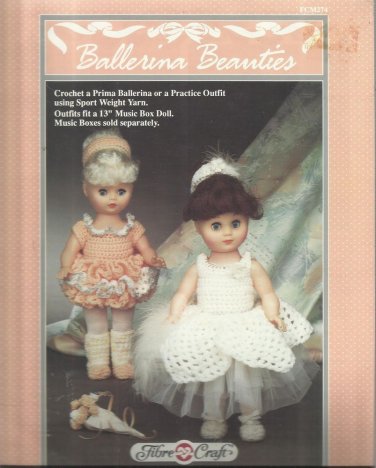 Crochet Doll Clothing Pattern Leaflet-Prima Ballerina- Fit 13" Music Box Doll