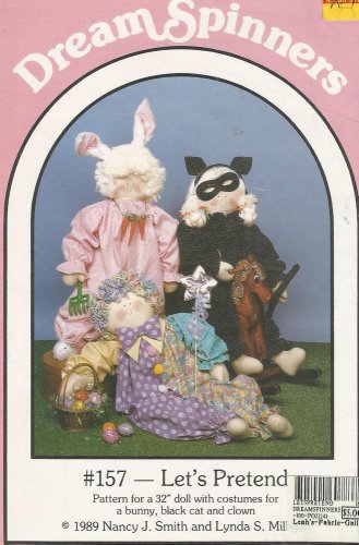 Craft Pattern-Dream Spinners-Let's Pretend-32" Doll With Costumes For Bunny-Cat