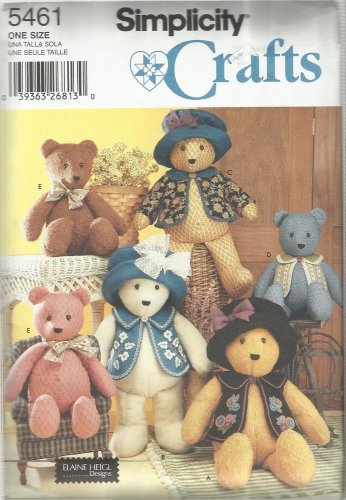 Crafts Pattern-Elaine Heigl Designs-18" & 22" Bears  With Accessories
