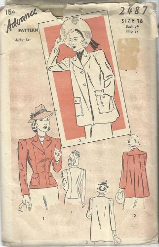 Vintage Classic Pattern-Misses Jacket Set-Unmarked Pre-cut Pattern Pieces-Sz 16