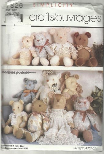 Craft Pattern-Stuffed Bear Dolls in 3 Sizes-18 1/2"-22"-24" by Marjorie Puckett