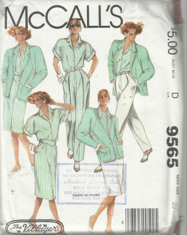 Vintage Plus Size Pattern-The Villager-Misses Jacket-Shirt-Skirt-Pants-Size 20