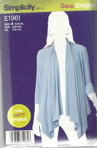 Sewing Pattern-Sew Simple One Easy Project-Misses Knit Cardi-Wrap-XXS-XL