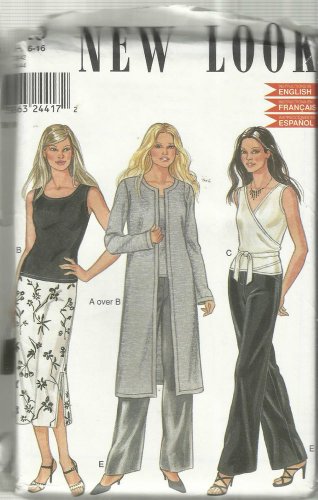 Pattern-New Look-Misses Tops-Pants-Skirt-Coat-Sz  6-16  For Stretch Knits Only
