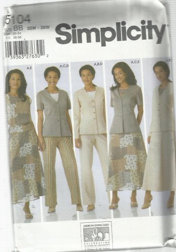 Plus Size Pattern-Womens Top-Jacket-Pants and Skirt in Sizes 20W-28W