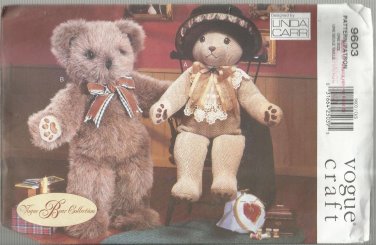 Vogue Craft Bear Doll Pattern-LINDA CARR-Two 20" Bears With Hat & Collar