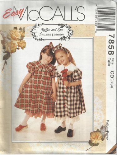 Pattern-Easy Ruffles & Lace-Children's Dress-Petticoat-Headband-Sz  2-3-4