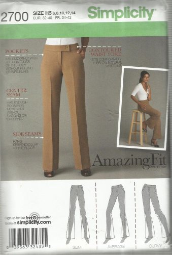 Pattern-Misses Pants With Individual Pieces Given-Sizes 6-14  Slim-Avg.-Curvy