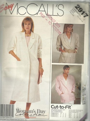 Pattern-Woman's Day Collection-Easy Misses Unllined Coat or Jacket -Sz 10-12-14