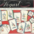 Vintage Vogart Hand Embroidery Iron On Transfers-Gay Garden Fruits-Veg.- Kitchen